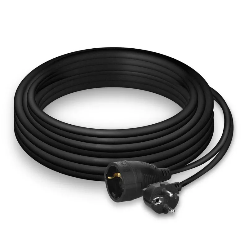 ACT Powercord prailginimo laidas CEE 7/7 kištukas (kampuotas) - CEE 7/7 lizdas juodas 10 m