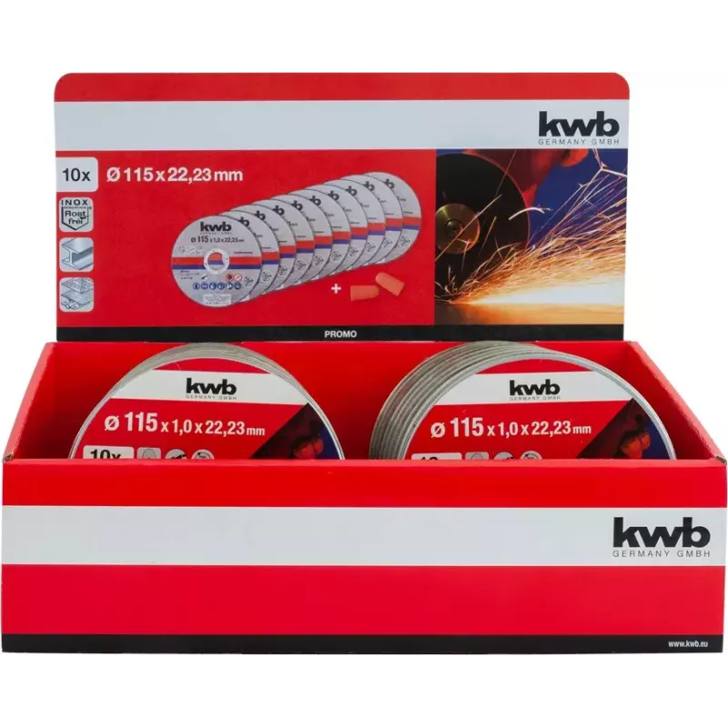 Pjovimo diskų rinkinys kwb 712021 Ploni pjovimo diskai plokščiu centru 10 vnt.