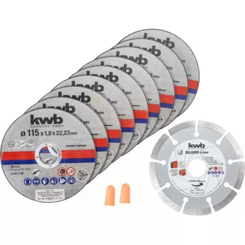 Pjovimo diskų rinkinys kwb Thin+Diamond Flat centre, 10 vnt., plytoms, marmurui, plienui, akmeniui