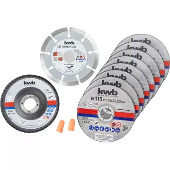 Pjovimo diskų rinkinys KWB 712041 Starter Set 10 vnt. plokščiu centru plytoms, marmurui, plienui