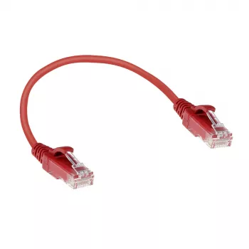 ACT Red 0,15 m LSZH U/UTP CAT6 plonas jungiamasis kabelis su apsauga nuo užkabinimo, RJ45