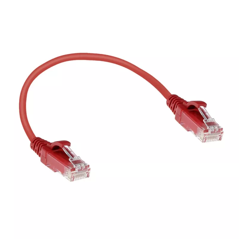 ACT Red 0,15 m LSZH U/UTP CAT6 plonas jungiamasis kabelis su apsauga nuo užkabinimo, RJ45