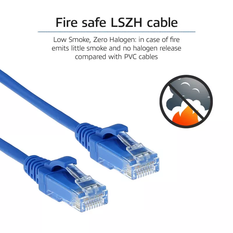 ACT Blue 0,15 m CAT6 U/UTP plonas laidas su apsauga nuo užsikabinimo, LSZH, RJ45