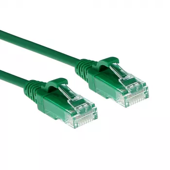 ACT Green 0,15 m LSZH U/UTP CAT6 duomenų centro plonas šuolinis laidas, apsaugotas nuo užsikabinimo, su RJ45 jungtimis