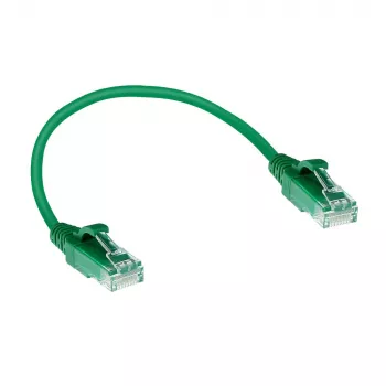 ACT Green 0,15 m LSZH U/UTP CAT6 duomenų centro plonas šuolinis laidas, apsaugotas nuo užsikabinimo, su RJ45 jungtimis