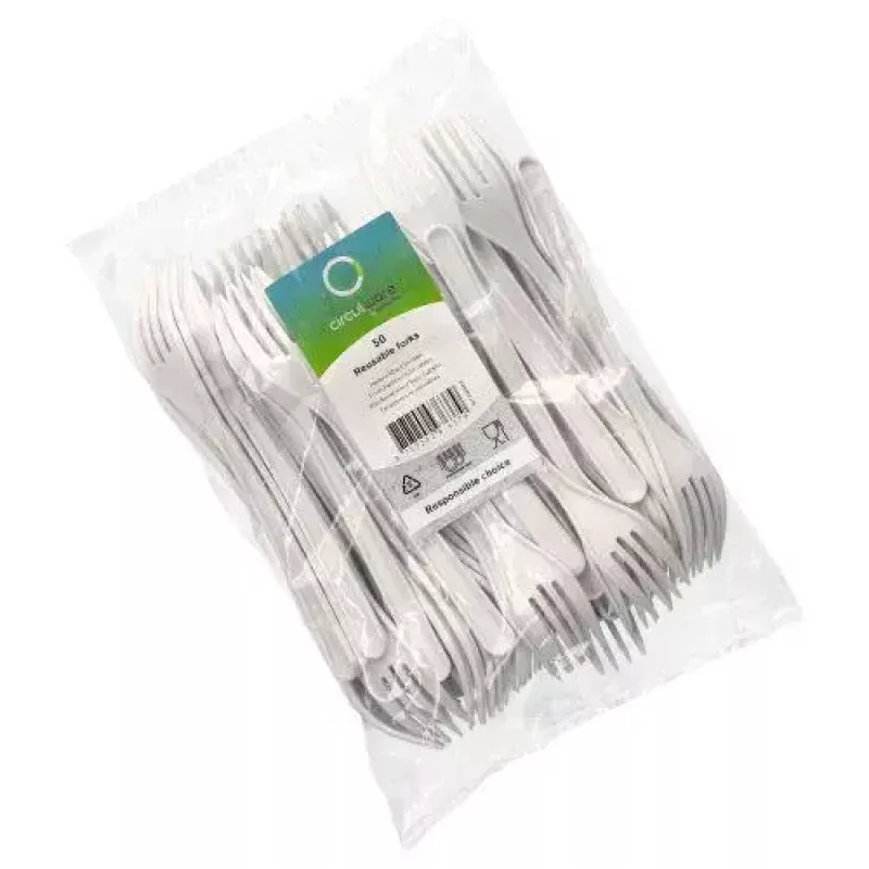 Vienkartinė šakutė Papstar 96427, polipropilenas, 50 vnt., balta, 185 mm