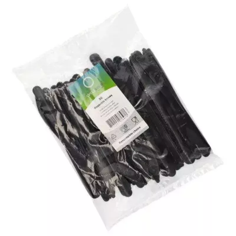 Vienkartinė šakutė Papstar 96436 Polistirolas 50 vnt Juoda 185 mm