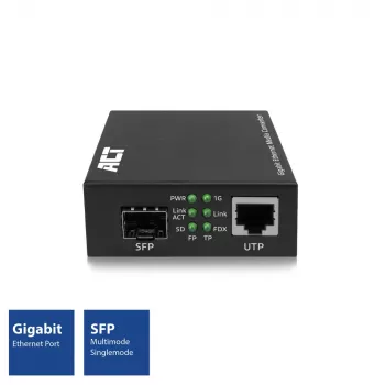 Tinklo medijos keitiklis ACT AC4451 1000 Mbit/s Daugiamodis Vienmodis Juodas