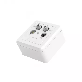 Hama 00205354 sieninis lizdas 2x SAT + TV + Radijas Baltas