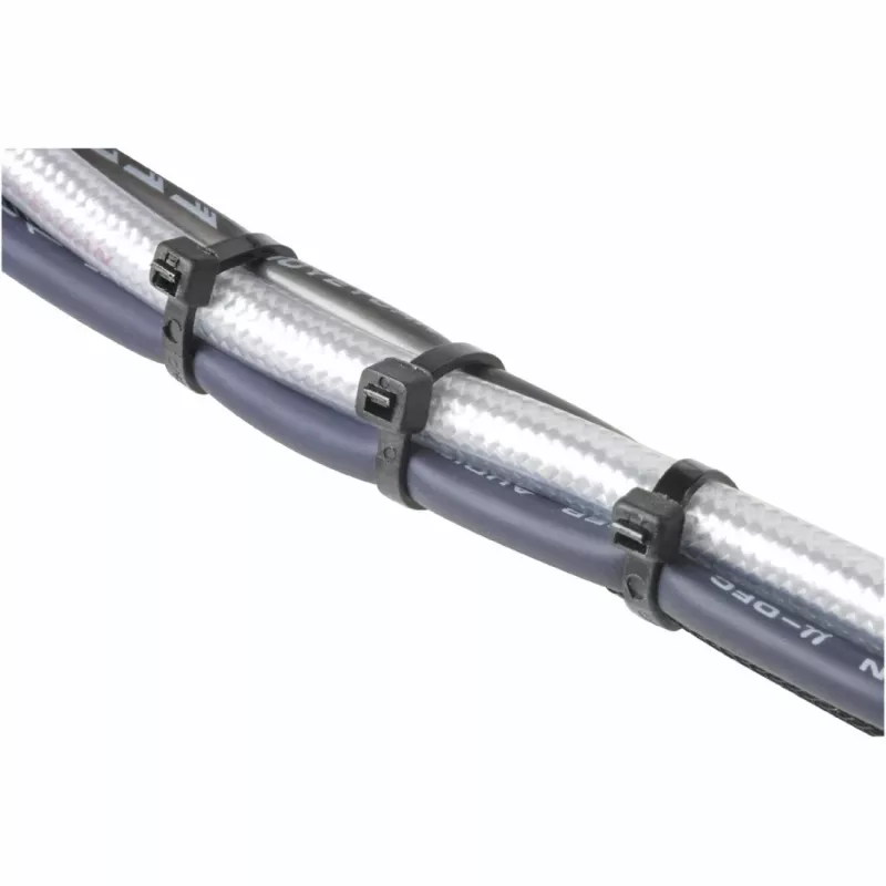 Hama 00221002 lipnusis kabelio raištis su užsegimu, plastikinis, juodas, 150 vnt.