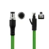 ACT Industrial 3,00 m jutiklio kabelis M12D 4 kontaktų vyriškas stačiu kampu į RJ45 vyrišką, Superflex Xtreme TPE, ekranuotas