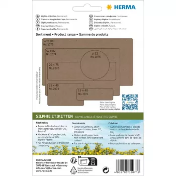 HERMA 2071 lipnūs etikečių lapai, rudi, 12x40 mm, 672 vnt.