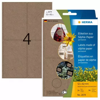 HERMA 2074 universalios etiketės Silphie, 52x82 mm, 24 lapai, biuro pakuotė
