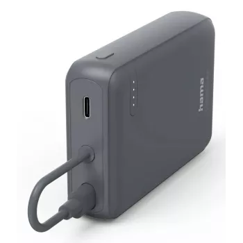 Hama „Travel“ Power Pack su kabeliu, 10000mAh, 2 išėjimai: 2x USB-C, antracitas