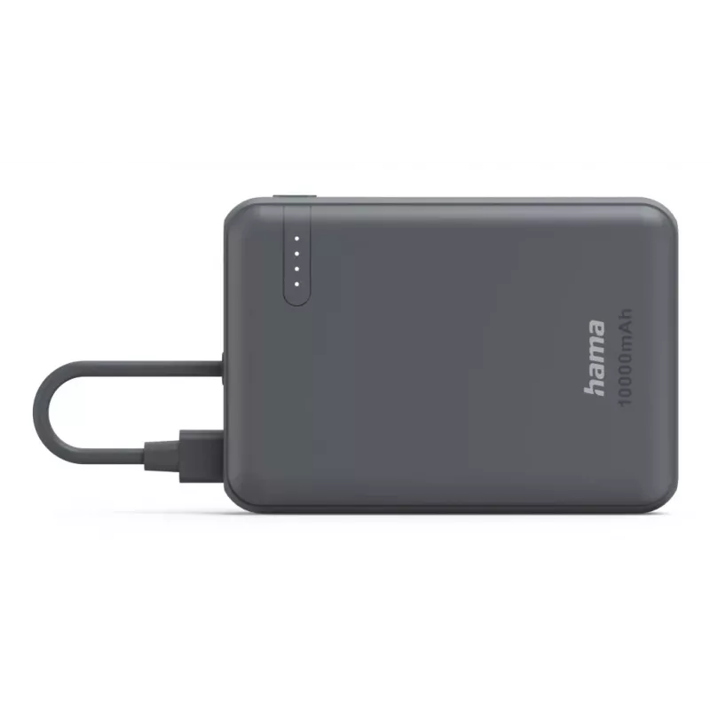 Hama „Travel“ Power Pack su kabeliu, 10000mAh, 2 išėjimai: 2x USB-C, antracitas