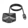 Manhattan USB-C ir USB-A 4 prievadų jungiklis / stotelė, 2x USB-A, 2x USB-C, 5 Gbps, kampuoti prievadai, maitinamas per USB