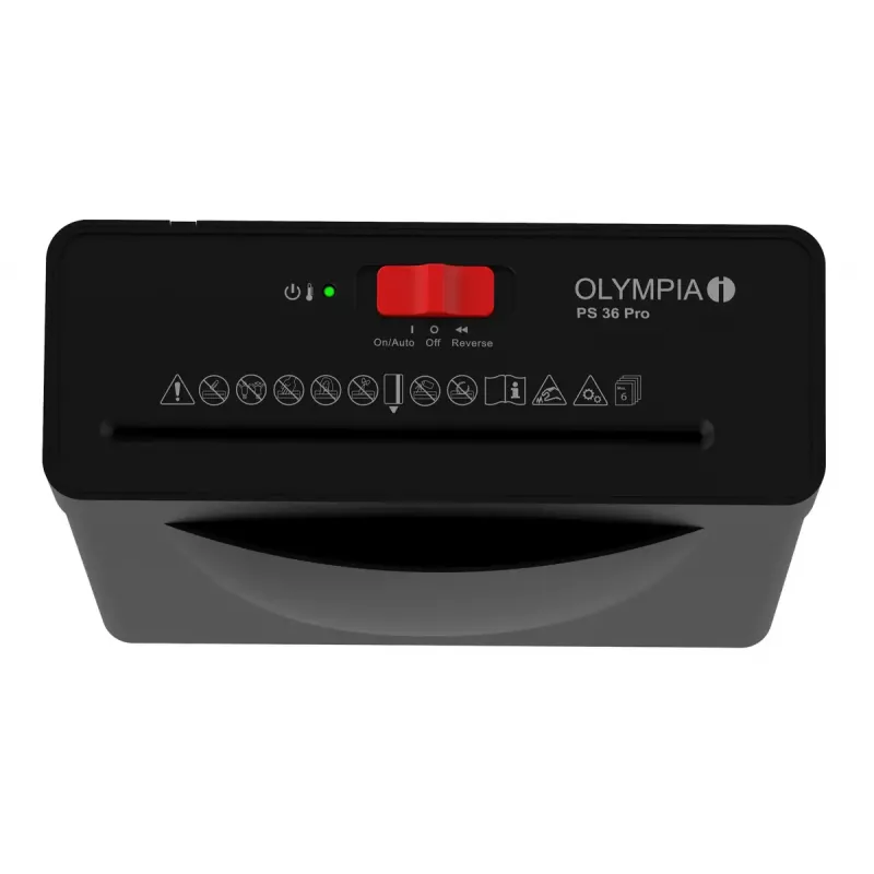 Popieriaus smulkintuvas Olympia PS 36 Pro – juostinis pjovimas, 8 L krepšelis, 72 dB, juodas