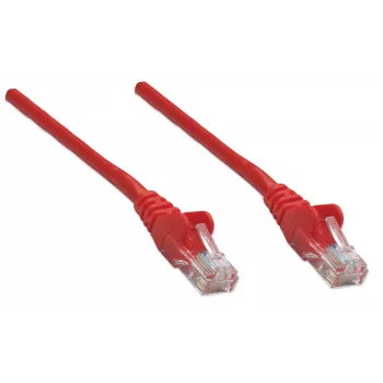 Intellinet tinklo jungiamasis kabelis, Cat5e, 7,5 m, raudonas, CCA, U/UTP, PVC, RJ45, auksuoti kontaktai, be užkliuvimo, su apsauginiu gaubteliu, viso gyvenimo garantija