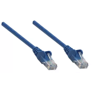 Intellinet Network Patch Cable, Cat5e, 7,5 m, mėlyna, CCA, U/UTP, PVC, RJ45, auksu dengti kontaktai, apsauga nuo užkliuvimo, su gaubtu, viso gyvenimo garantija