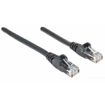 Intellinet tinklo jungiamasis kabelis, Cat6, 2 m, juodas, CCA, U/UTP, PVC, RJ45, paauksuoti kontaktai, apsaugotas nuo užkliuvimo, su gaubtuku, viso gyvenimo garantija