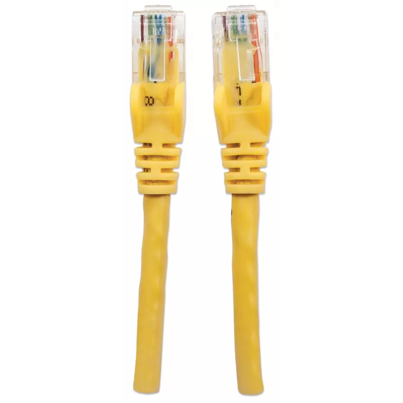 Intellinet tinklo jungiamasis laidas Cat6, 1 m, geltonas, CCA, U/UTP, PVC, RJ45, paauksuoti kontaktai, be užkabliukų, su apsauginiu gaubteliu, viso gyvenimo garantija