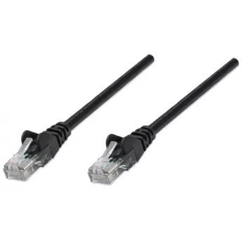 Intellinet tinklo jungiamasis laidas, Cat5e, 3 m, juodas, CCA, U/UTP, PVC, RJ45, paauksuoti kontaktai, su apsauga nuo užkliuvimo, su gaubtu, viso gyvenimo garantija