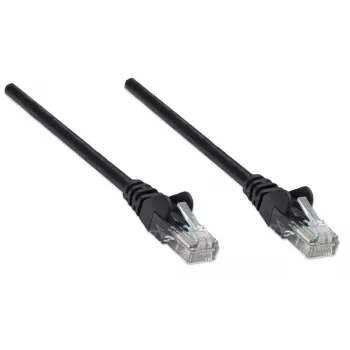 Intellinet tinklo jungiamasis laidas, Cat5e, 3 m, juodas, CCA, U/UTP, PVC, RJ45, paauksuoti kontaktai, su apsauga nuo užkliuvimo, su gaubtu, viso gyvenimo garantija
