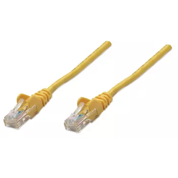 Intellinet tinklo jungiamasis kabelis, Cat5e, 2 m, geltonas, CCA, U/UTP, PVC, RJ45, auksuoti kontaktai, su apsauginiu gaubteliu, su traukos mažinimo elementu, viso gyvenimo garantija