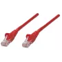 Intellinet tinklo jungiamasis kabelis, Cat5e, 2m, raudonas, CCA, U/UTP, PVC, RJ45, auksuoti kontaktai, su apsauginiu gaubteliu, su įtempimo mažinimo elementu, viso gyvenimo garantija
