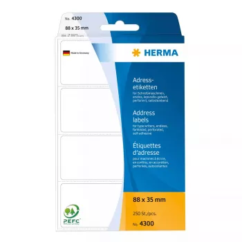 Adresų etiketės HERMA ištisinės sulankstytos 88x35 mm baltas popierius matinis 250 vnt.