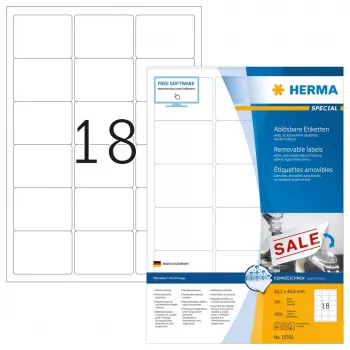 Nuimamos etiketės HERMA A4 63,5x46,6 mm 1800 vnt.