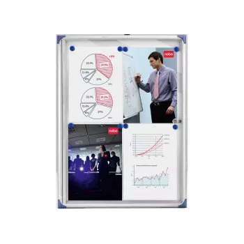 Nobo Extra Flat Magnetic Lockable Noticeboard 2XA4 magnetinė užrašų lenta su spyneliu