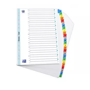 Elba Mylar kortelių rodyklė A-Z, 26 dalių, A4 Extra Wide, 230 x 297 mm, spalvoti skirtukai (592581-20)
