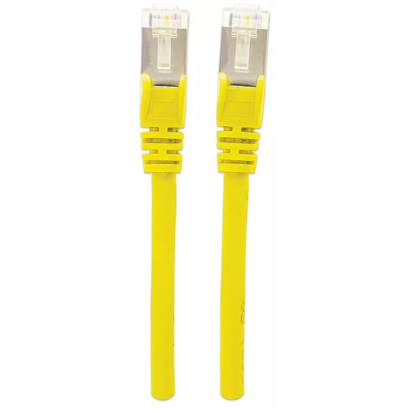 Intellinet tinklo jungiamasis kabelis, Cat6, 7,5 m, geltonas, varinis, S/FTP, LSOH / LSZH, PVC, RJ45, auksuoti kontaktai, su apsauga nuo užkabinimo, su gaubtuku, viso gyvenimo garantija