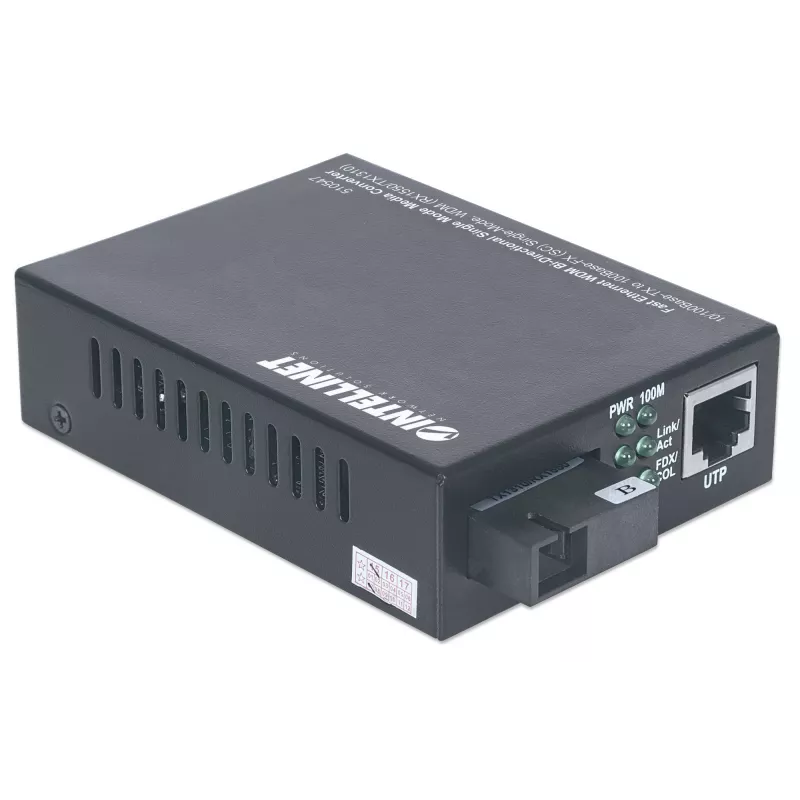 Intellinet Fast Ethernet WDM dvikryptis vienmodis medijos keitiklis, 10/100Base-Tx į 100Base-Fx (SC) vienmodis, 20 km, WDM (Rx1550/Tx1310)