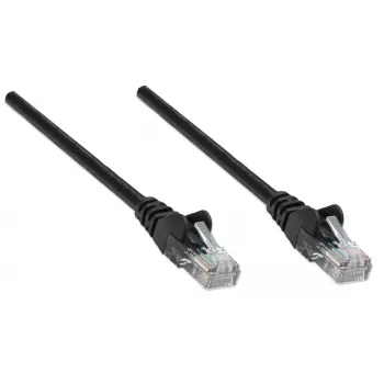 Intellinet tinklo jungiamasis laidas Cat5e, 1,5 m, juodas, CCA, U/UTP, PVC, RJ45, paauksuoti kontaktai, apsaugotas nuo užkliuvimo, su batu, viso gyvenimo garantija