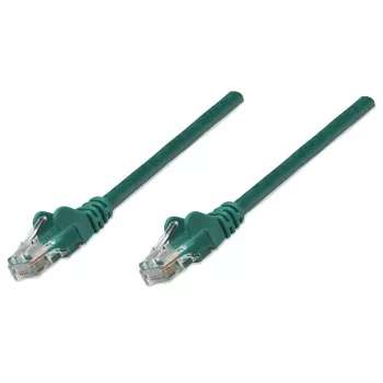Intellinet tinklo jungiamasis laidas, Cat5e, 1,5 m, žalias, CCA, U/UTP, PVC, RJ45, paauksuoti kontaktai, apsaugotas nuo užkliuvimo, su gaubtuku, viso gyvenimo garantija