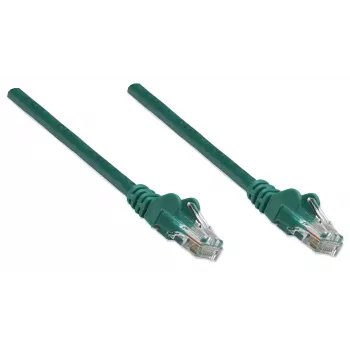Intellinet tinklo jungiamasis laidas, Cat5e, 1,5 m, žalias, CCA, U/UTP, PVC, RJ45, paauksuoti kontaktai, apsaugotas nuo užkliuvimo, su gaubtuku, viso gyvenimo garantija