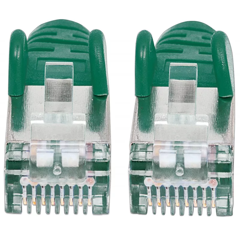 Intellinet Network Patch Cable, Cat6A, 30m, Žalias, Varis, S/FTP, LSOH / LSZH, PVC, RJ45, Auksuoti kontaktai, Apsaugotas nuo užkliuvimo, Su batu, Viso gyvenimo garantija