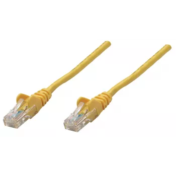 Intellinet tinklo jungiamasis laidas, Cat6, 0,25 m, geltonas, CCA, U/UTP, PVC, RJ45, auksuoti kontaktai, apsaugotas nuo užkliuvimo, su gaubtu, viso gyvenimo garantija