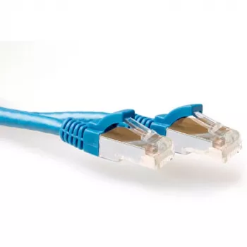ACT Blue 10m SFTP CAT6A patch laidas su apsauginiais gaubteliais ir RJ45 jungtimis