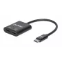 Manhattan USB-C garso adapteris su USB-C (įskaitant Power Delivery), juodas, 480 Mbps (USB 2.0), kabelis 11 cm, su Power Delivery USB-C prievadui (60 W), trejų metų garantija