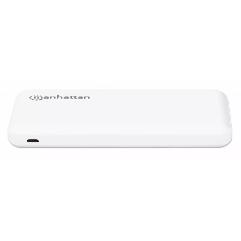 Manhattan Power Bank 10000 mAh, 2x USB-A (2.1A ir 1A), USB-C ir Micro-USB įėjimai, balta