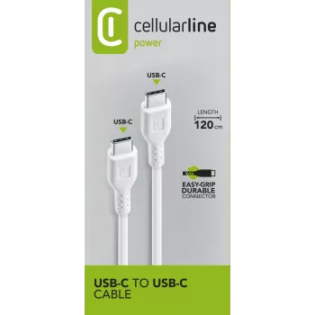 Cellularline Power Cable 120cm USB-C į USB-C laidas įkrovimui ir duomenų perdavimui