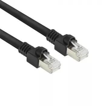 ACT Black 7 metrų S/FTP CAT7 PUR lankstus jungiamasis kabelis su apsaugotais RJ45 kištukais (atitinka CAT6A)
