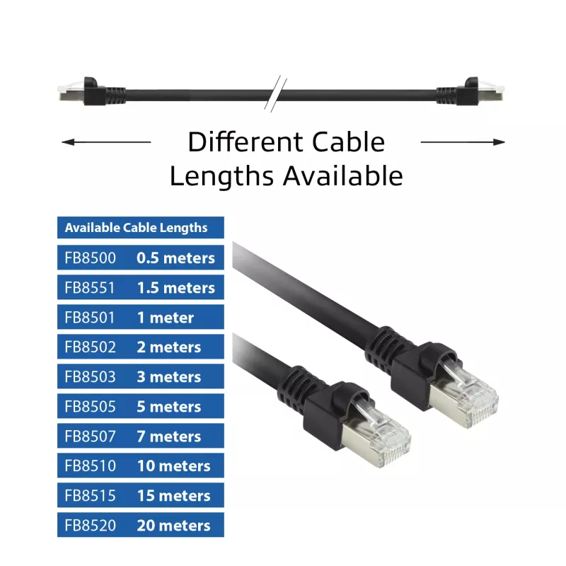 ACT Black 15 m S/FTP CAT7 PUR lankstus pataisymo kabelis su apsauga nuo užkliuvimo, RJ45 jungtimis (atitinka CAT6A)