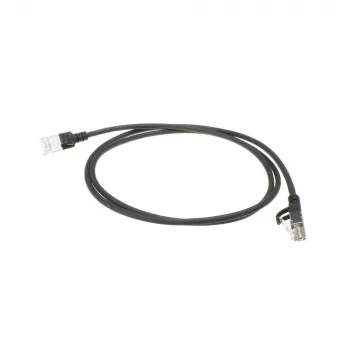 ACT Black 10 metrų LSZH U/FTP CAT6A duomenų centro plonas pataisinis kabelis su apsaugotais RJ45 jungtimis