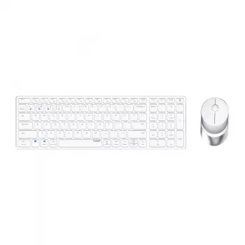 Rapoo 9750M belaidė klaviatūra su pele, Bluetooth, QWERTZ vokiškas išdėstymas, balta