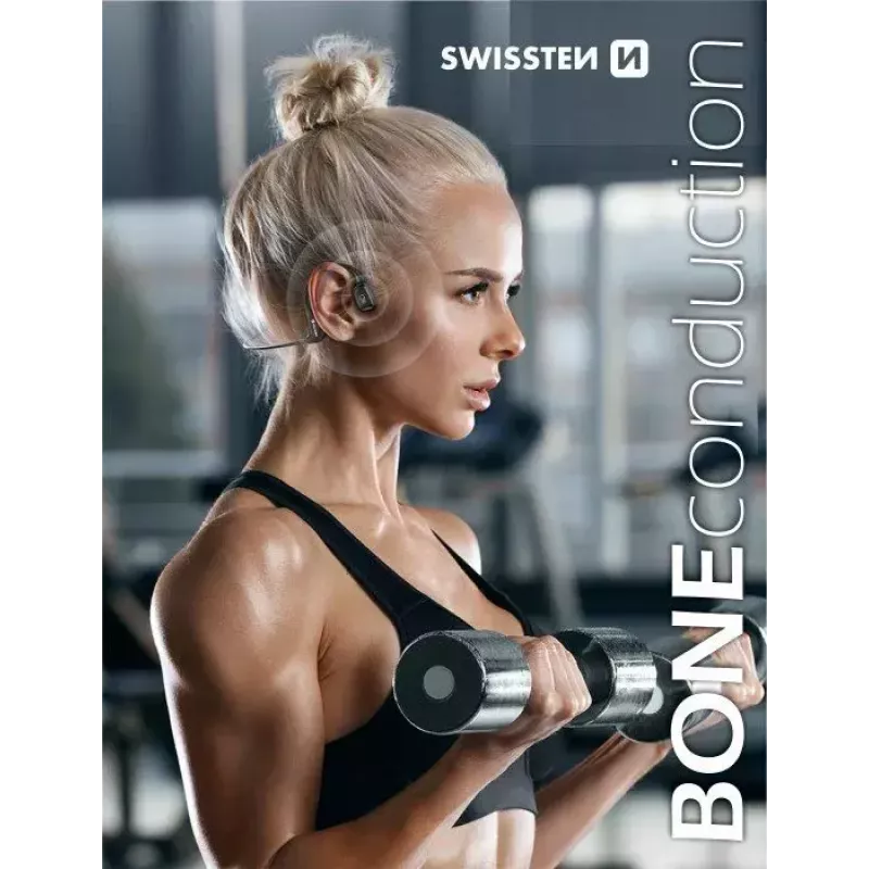 Ausinės Swissten Bone Conduction Bluetooth V5.0 Juodos