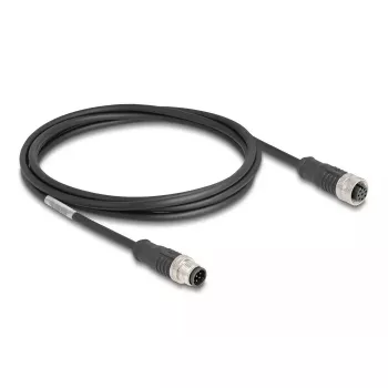 Tinklo kabelis DeLOCK M12 A-koduotas 8 kontaktų kištukas į lizdą Cat5e 2 m Juodas